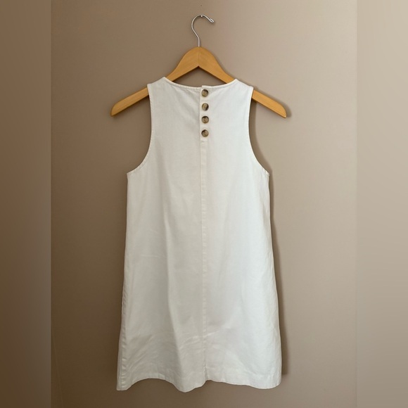 J. Crew White Sleeveless Mini Shift Dress with button detail Size 2 - Picture 6 of 6